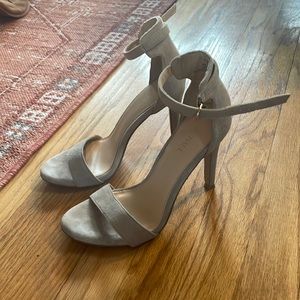 Neutral suede strappy high heels